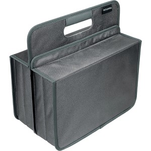 Graue Meyliving Hobbyhelfer Aufbewahrungsbox aus Polyester, faltbar mit Tragegriff.