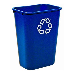 Blauer PROREGAL Abfallbehälter, 39 Liter, mit Recycling-Symbol.