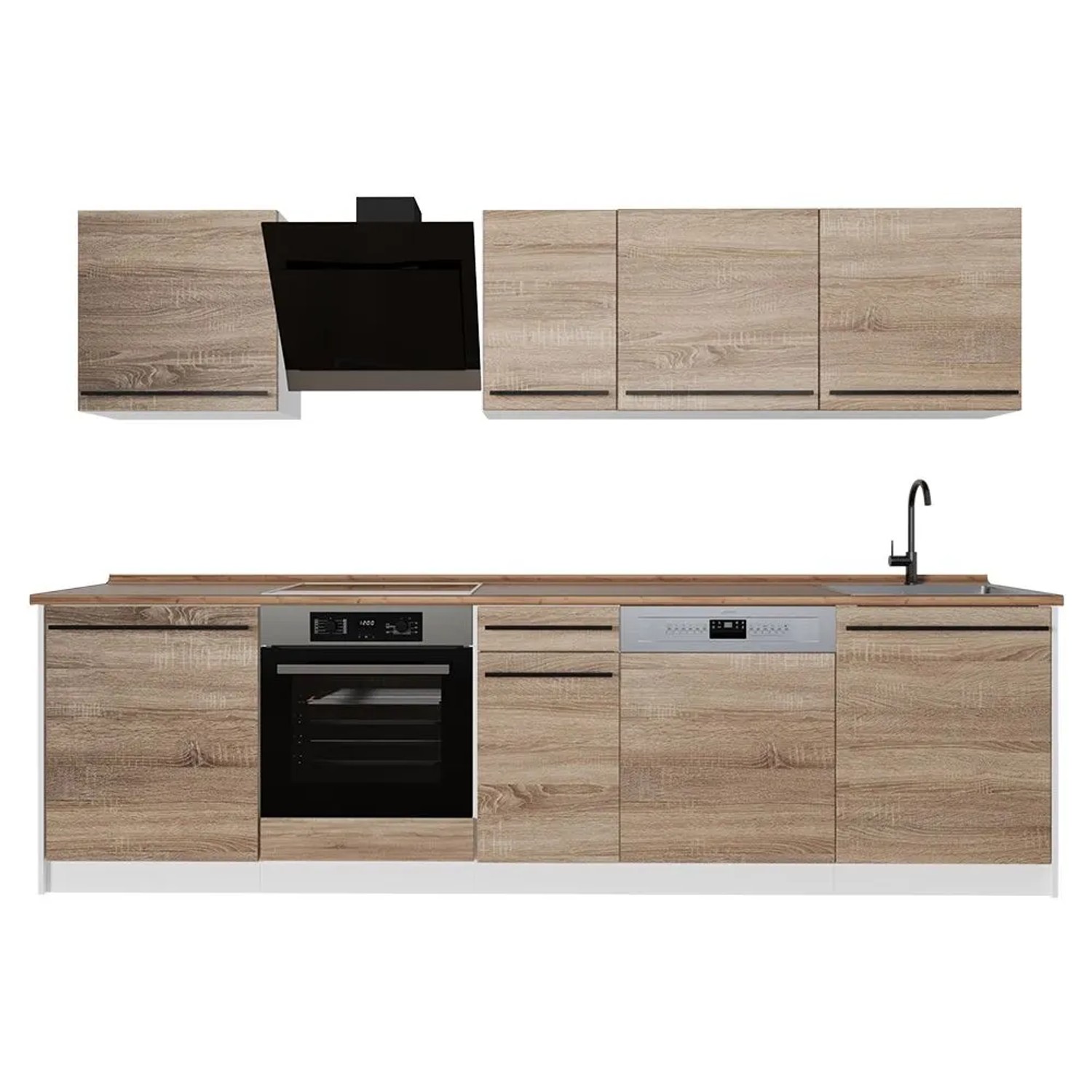 Vicco Küchenzeile R-Line Sonoma/Weiß 280 x 207 Arbeitsplatte Goldkraft Eiche Art Nr 67190