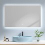 Emke Badspiegel 100x60 cm mit LED-Beleuchtung und Touchschalter, dimmbar.