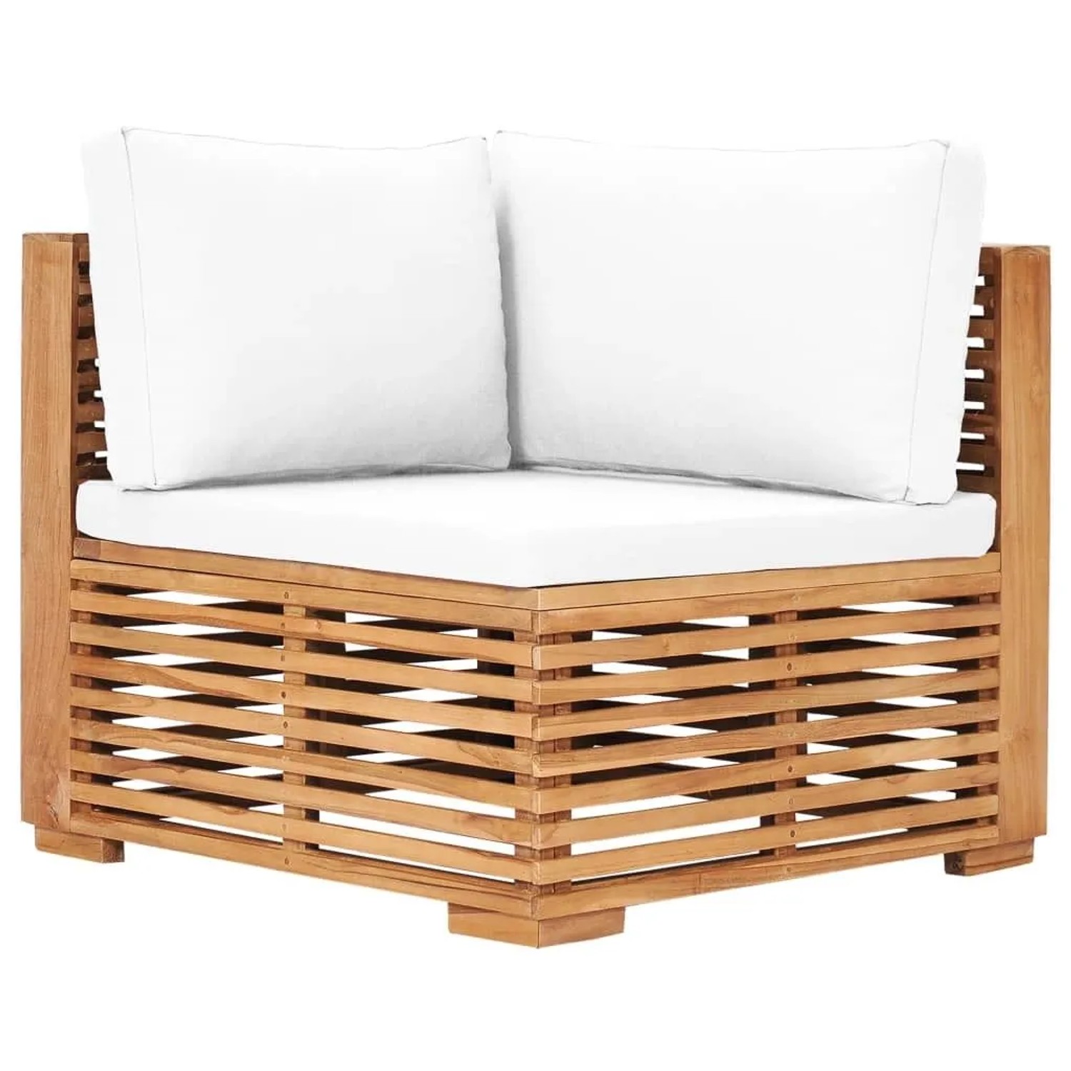 vidaXL Garten-Ecksofa mit Cremeweißer Auflage Massivholz Teak 49375
