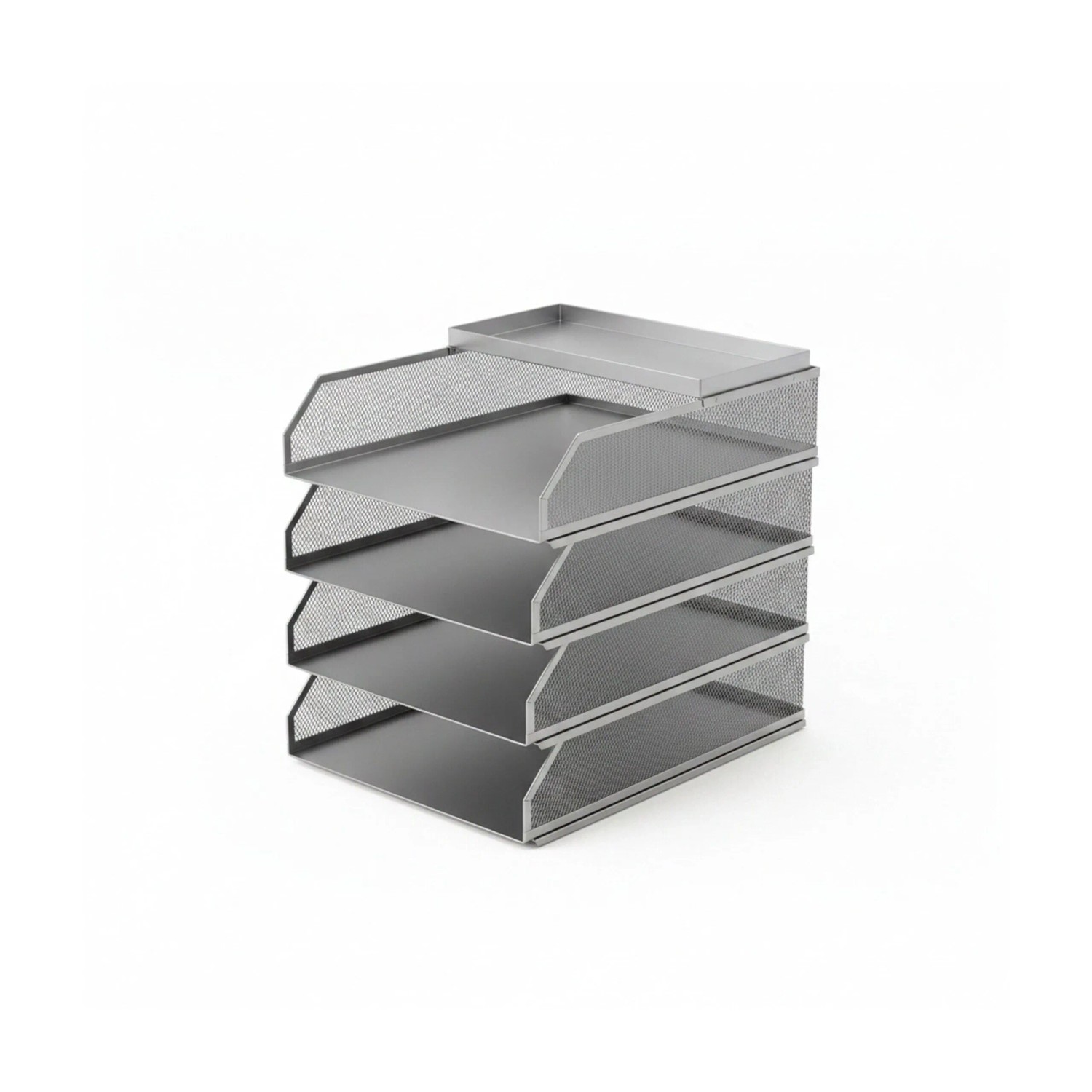 Relaxdays Briefablage Metall Silber 4 Fächer 31 x 25 x 32 cm