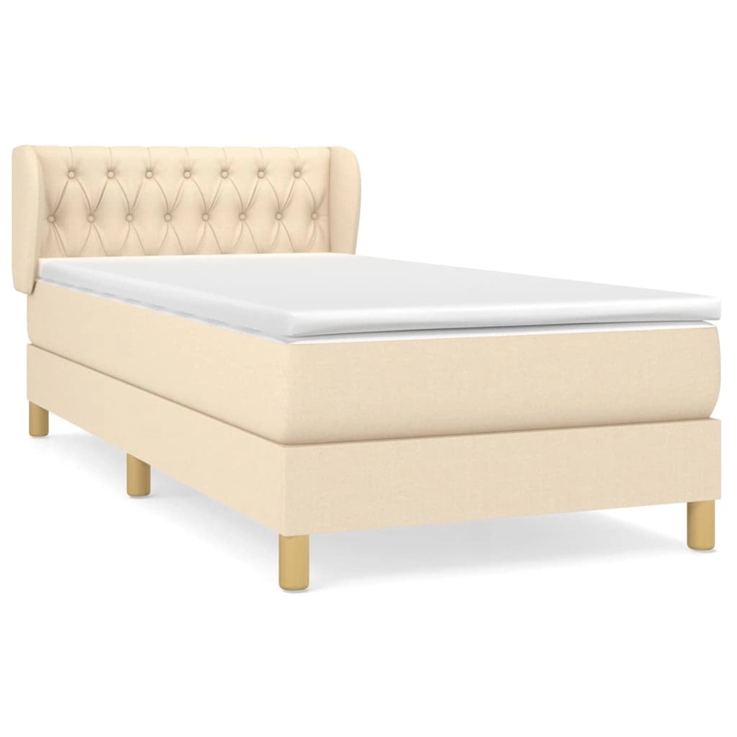 vidaXL Boxspringbett Boxspringbett mit Matratze Creme 100x200 cm Stoff Bett günstig online kaufen