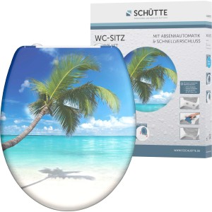 Schütte WC-Sitz Carribean mit Strandmotiv, Absenkautomatik und Schnellverschluss.
