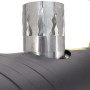 Detailaufnahme: Abgasrohr der TroniTechnik Diesel Heizkanone 20kW mit Flammenmuster.