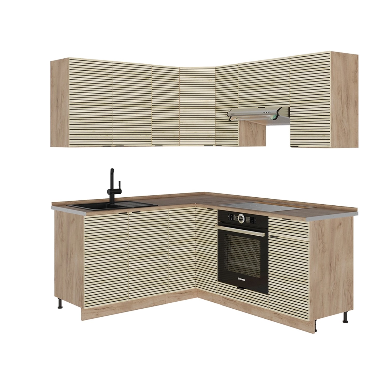 Vicco Fame-Line Eckküche Eiche Paneel/Goldkraft Eiche 160 x 190 cm AP Eiche günstig online kaufen