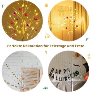 Costway LED Lichterbaum Birkenbaum Tannenbaum Christbaum 180cm