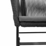 Detailansicht eines schwarzen Gartenstuhls aus Polyrattan mit Kissen, Teil der vidaXL 5-tlg. Essgruppe.