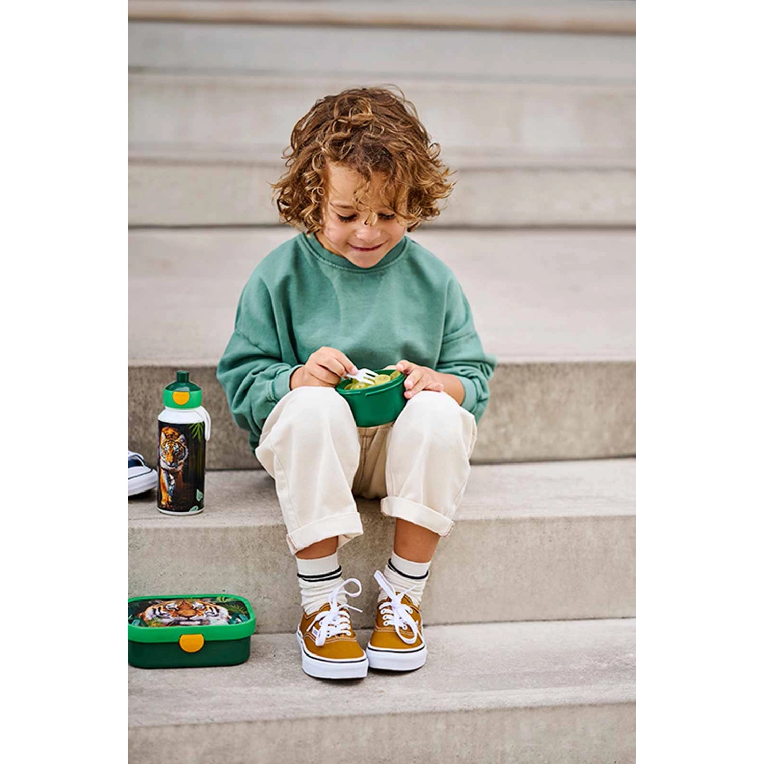 Mepal Campus Lunchset Wild Tiger: Brotdose, Trinkflasche und Obstbox für Kinder.