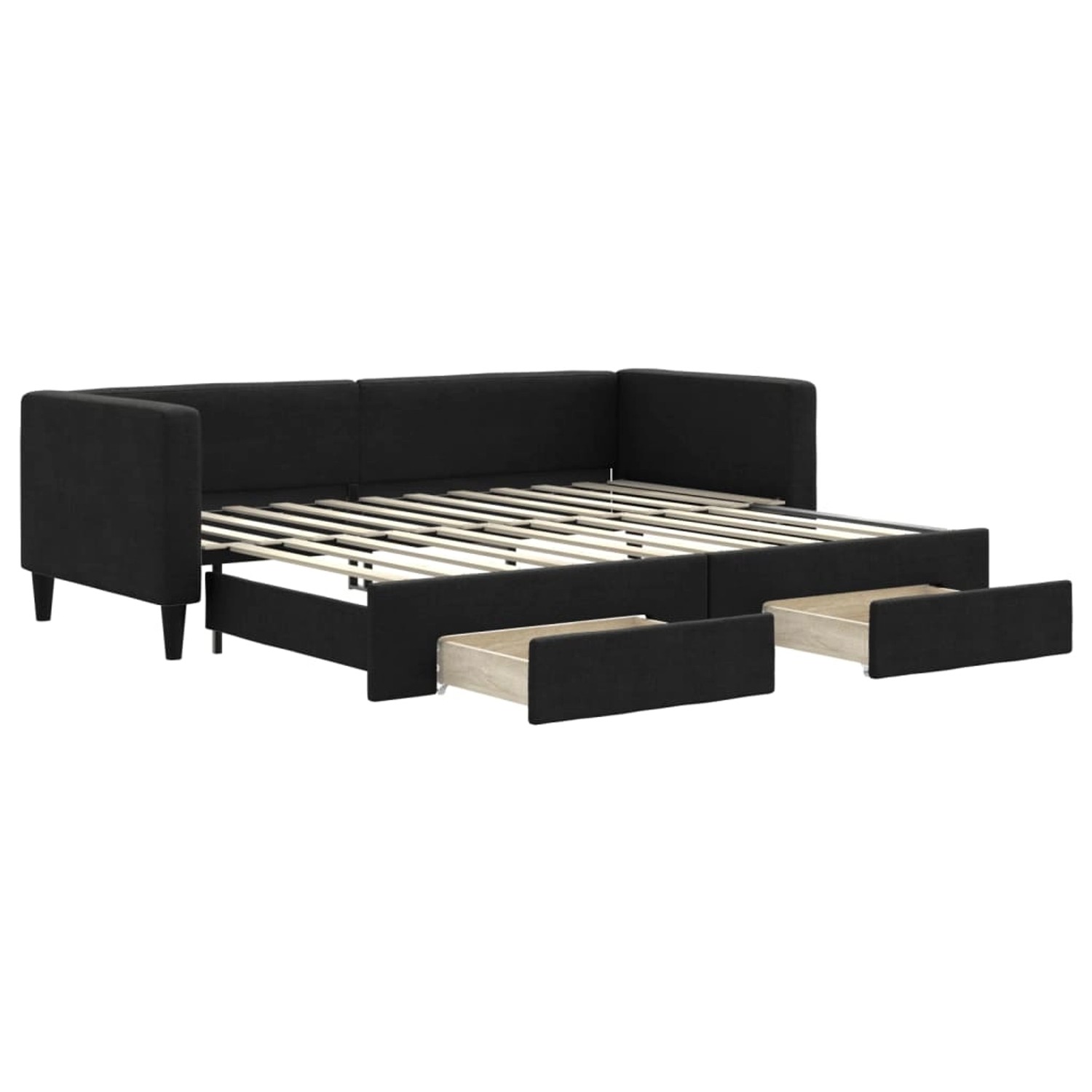 vidaXL Tagesbett Ausziehbar mit Schubladen Schwarz 80x200 cm Stoff 3196611 günstig online kaufen