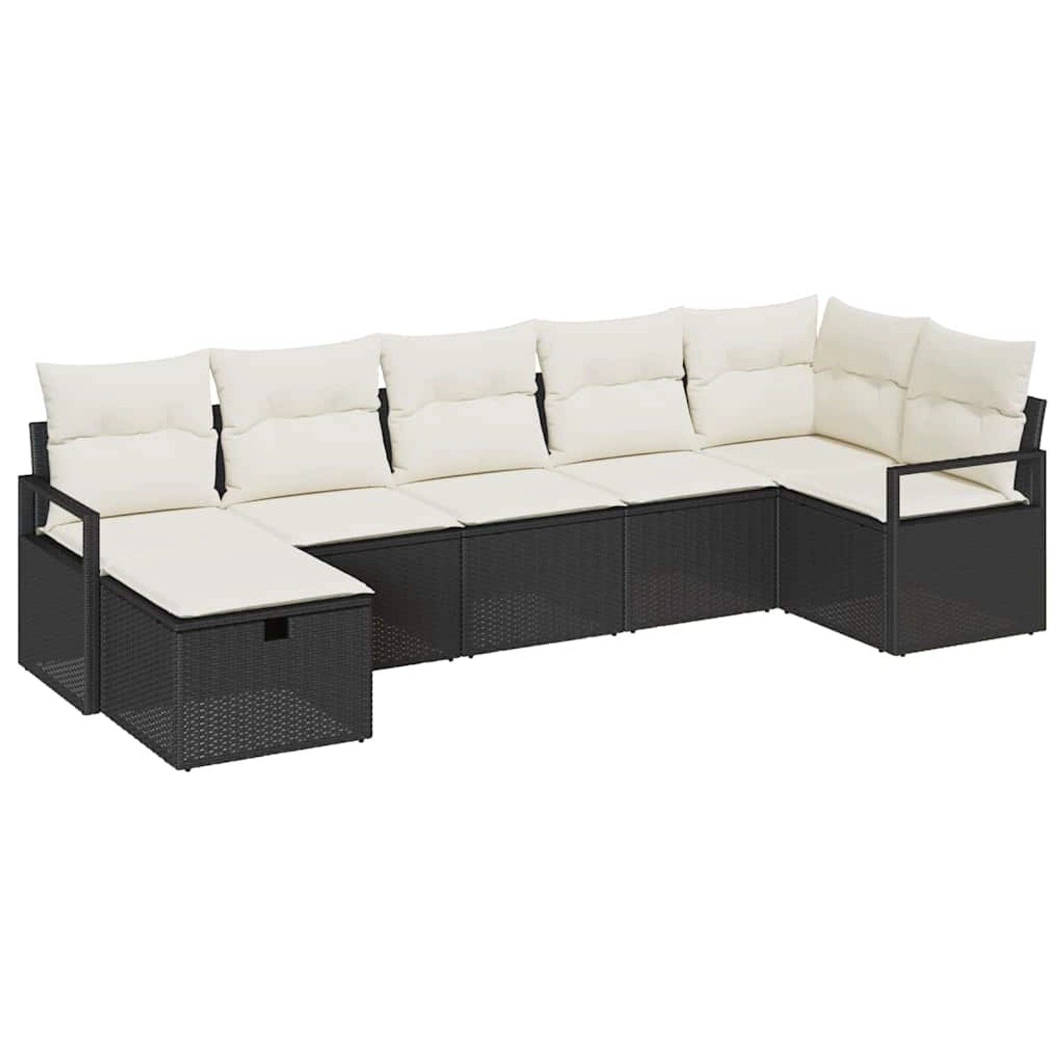 vidaXL 7-Tlg Garten-Sofagarnitur mit Kissen Schwarz Poly Rattan 3360528 günstig online kaufen