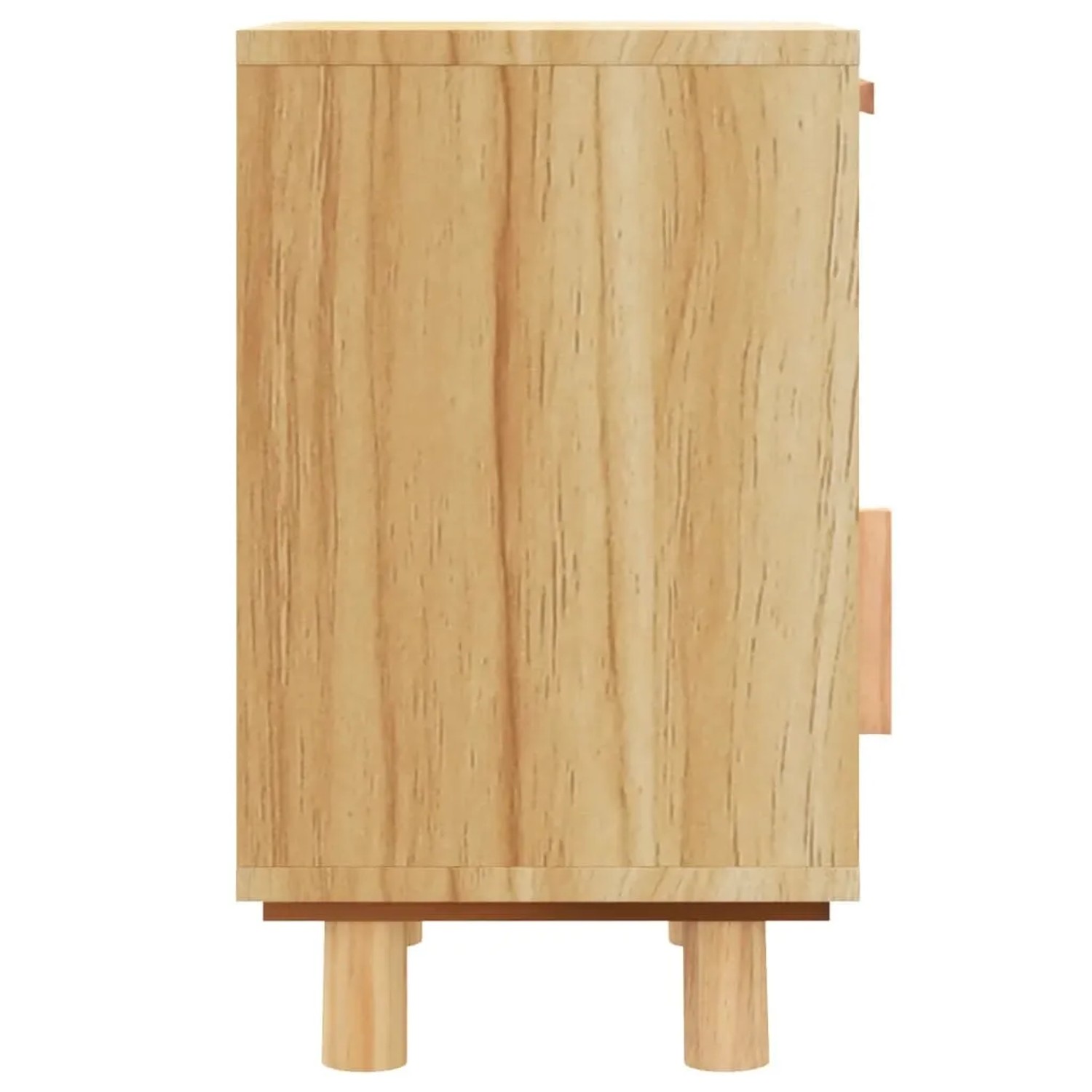 Nachttisch aus Kiefernholz und Rattan, braun. Skandinavisches Design für Schlafzimmer.