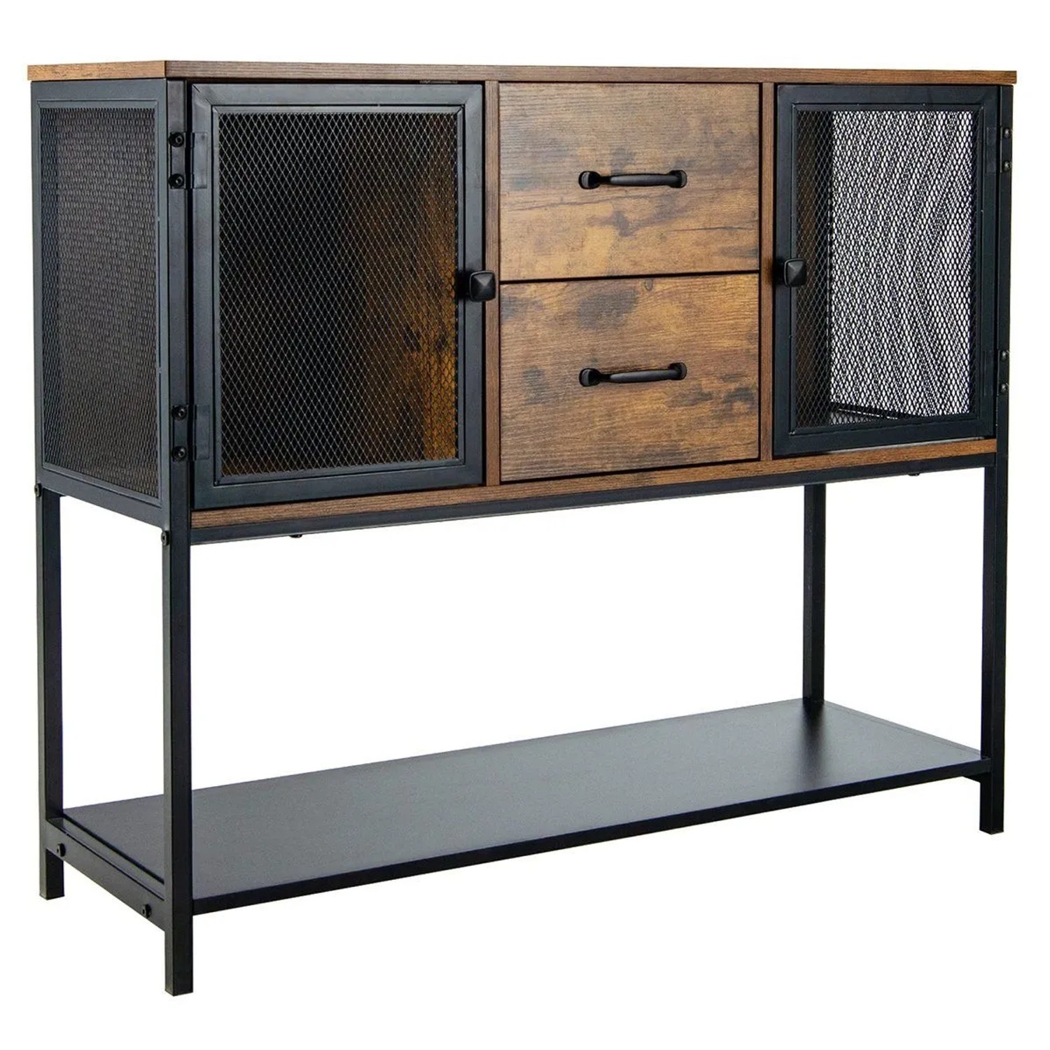 Costway Sideboard Industriell Buffetschrank Holz Braun 100 x 35 x 85 cm