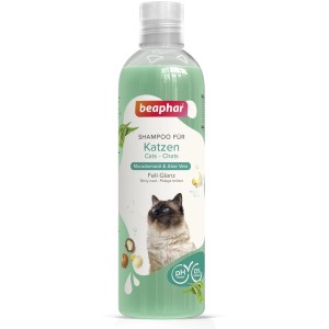 Beaphar Shampoo für Katzen, 250ml Flasche mit Katzenbild, für glänzendes Fell.