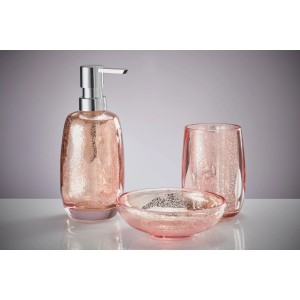 Kleine Wolke Mercury Seifenschale in Koralle, Teil eines Badaccessoire-Sets mit Sprenkel-Optik.