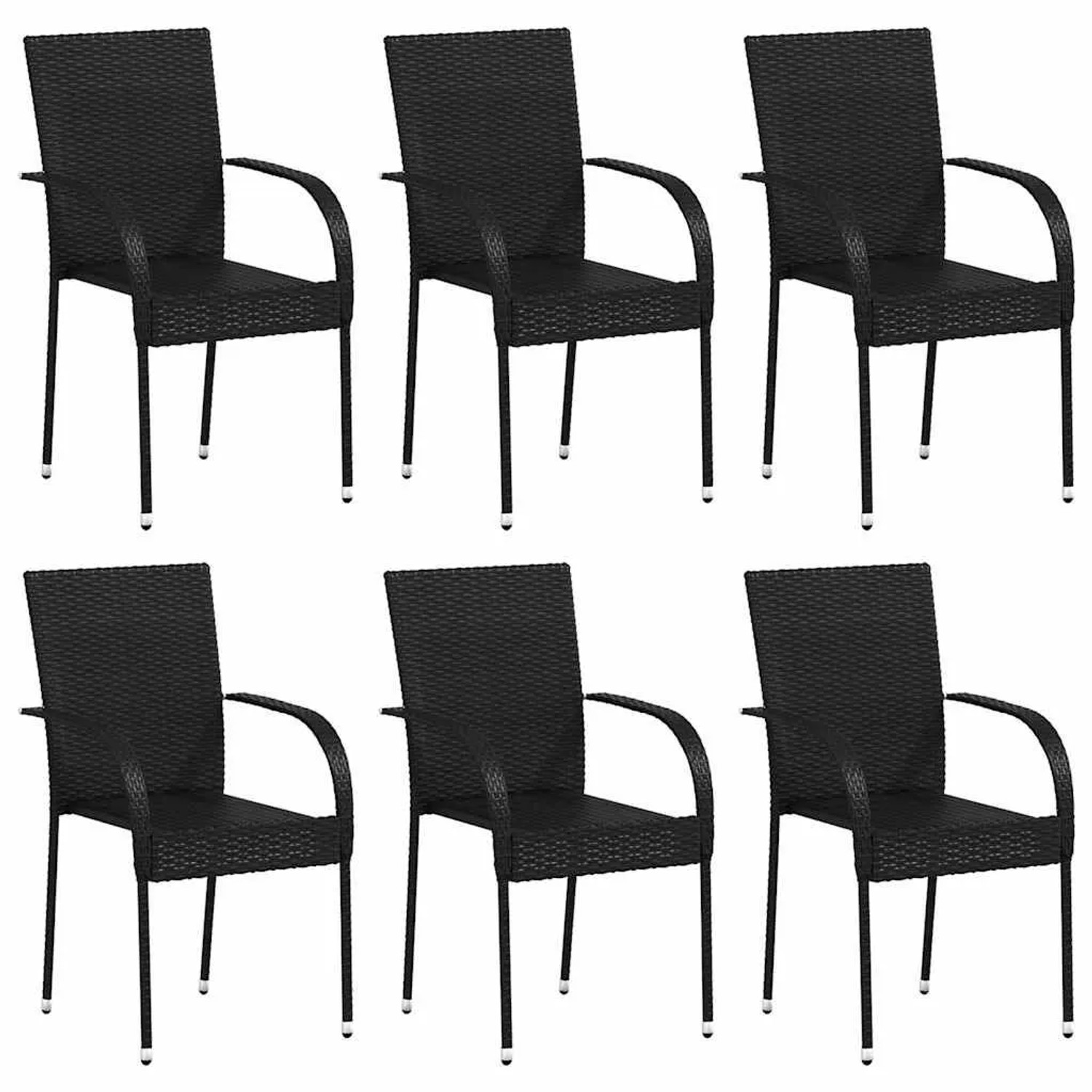 Furnicato Stapelbare Gartenstühle 6 Stk  Poly Rattan Schwarz