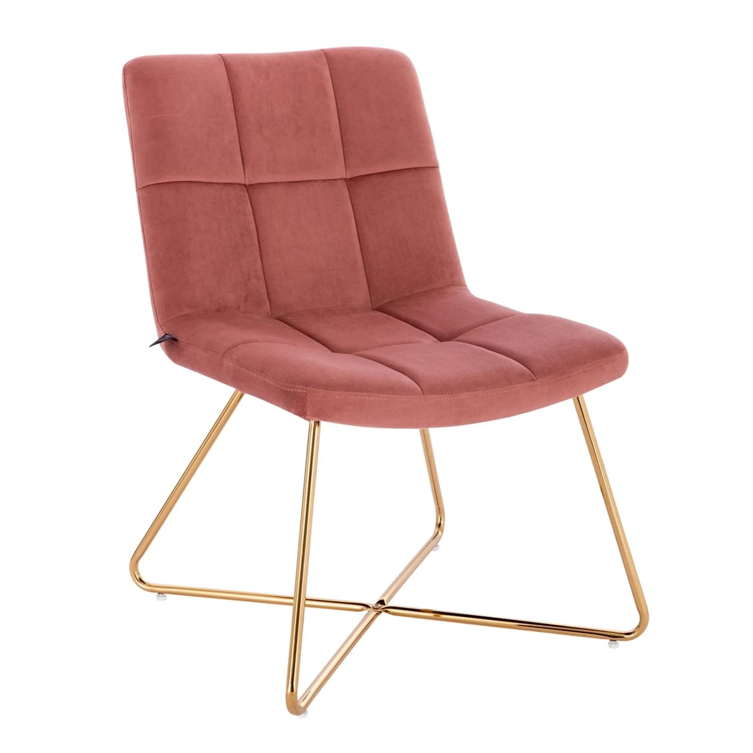 Svita Lynn Loungesessel Cocktailsessel Clubsessel Polsterstuhl ohne Armlehnen Goldene Beine Samt-Polster Altrosa