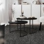 ML-Design Couchtisch 2er Set, schwarz matt, runde Wohnzimmertische mit Metallgestell.