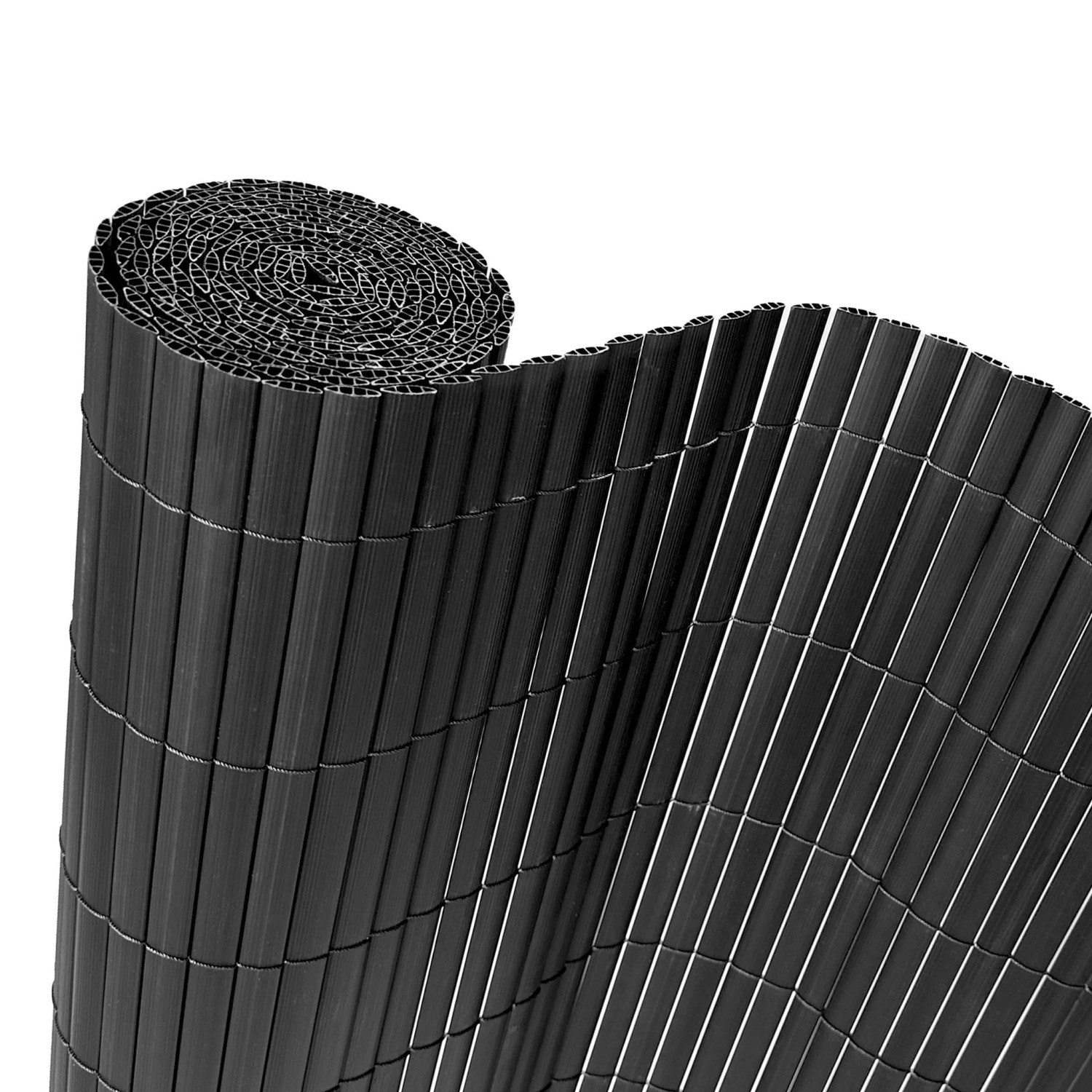 Floordirekt PVC Sichtschutzzaun UV-Beständig Verstärkt Gartenzaun 100 x 500 cm Grau