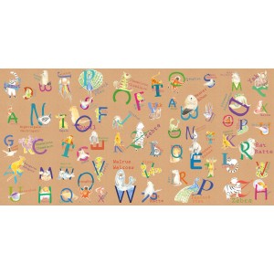Komar Vlies Fototapete Animals A-Z, bunte Tierillustrationen mit Buchstaben für Kinderzimmer.