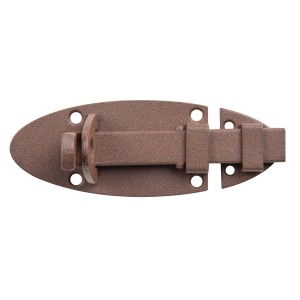 Duravis Schlossriegel mit flachem Griff, rostbraun, für Winkel & Holzverbinder.