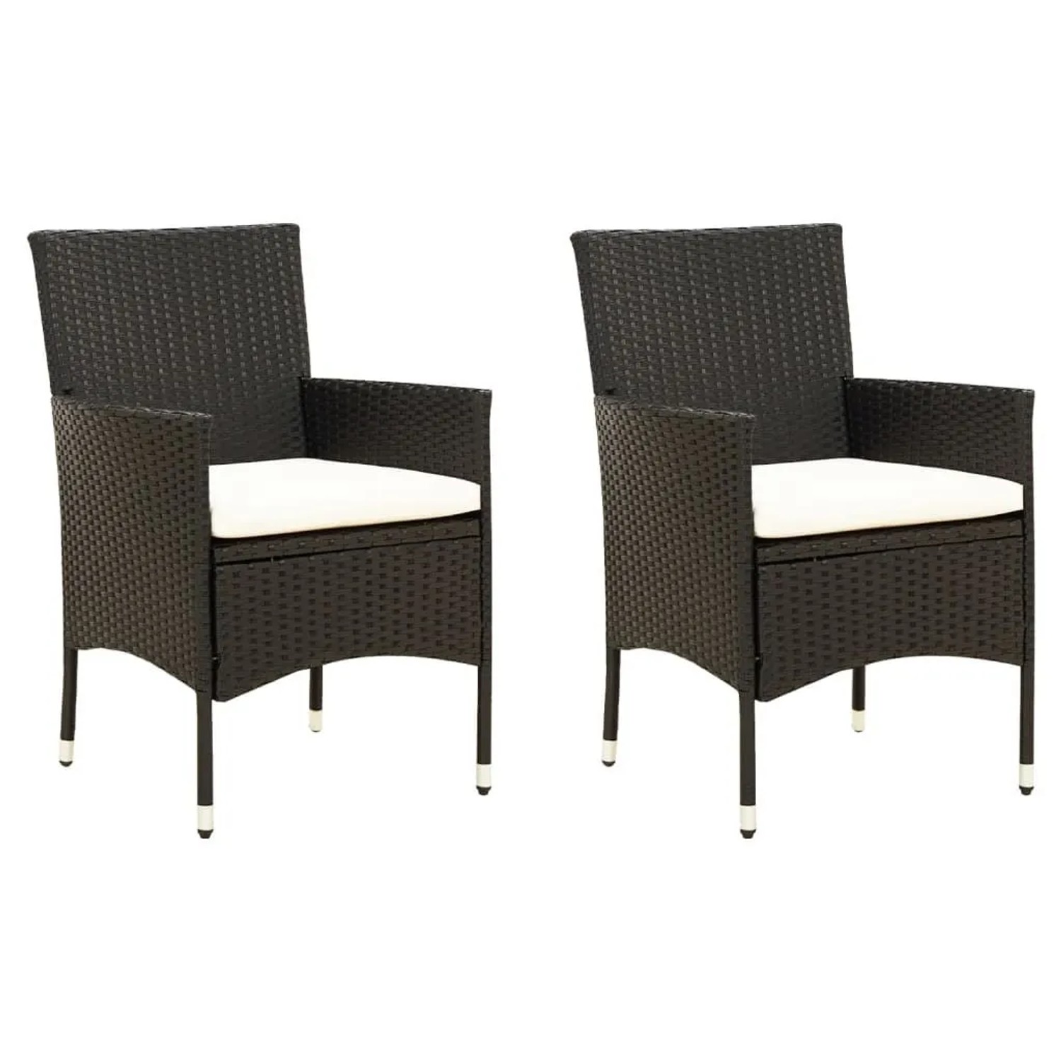 Furnicato Gartenstühle 2er Set Poly Rattan Mit Kissen 61x60x88 Cm Schwarz
