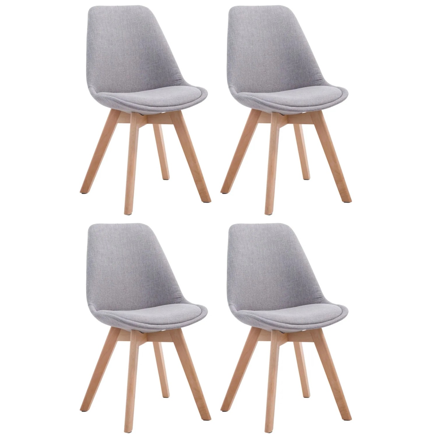 CLP 4er Set Besucherstühle Borneo V2 Stoff Grau/Natura