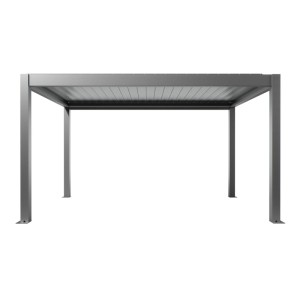 Biohort Pergola 4,5x3m in Quarzgrau-Metallic, Terrassenüberdachung mit Lamellen.