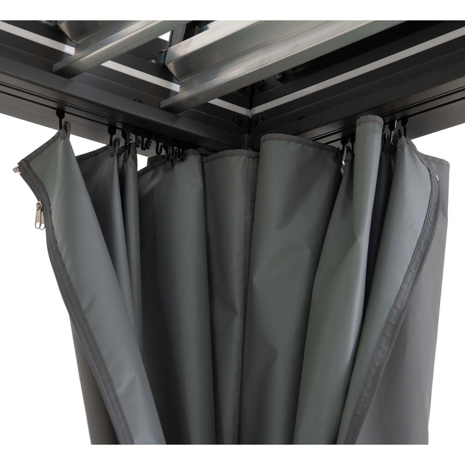 Grauer Sunjoy Vorhang für Matterhorn Multi-Pergola (306x406 cm) mit Aufhängung.