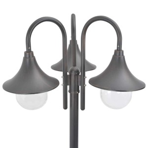 vidaXL Garten-Pollerleuchte E27 220 cm Aluminium 3-Laterne Bronze 44207