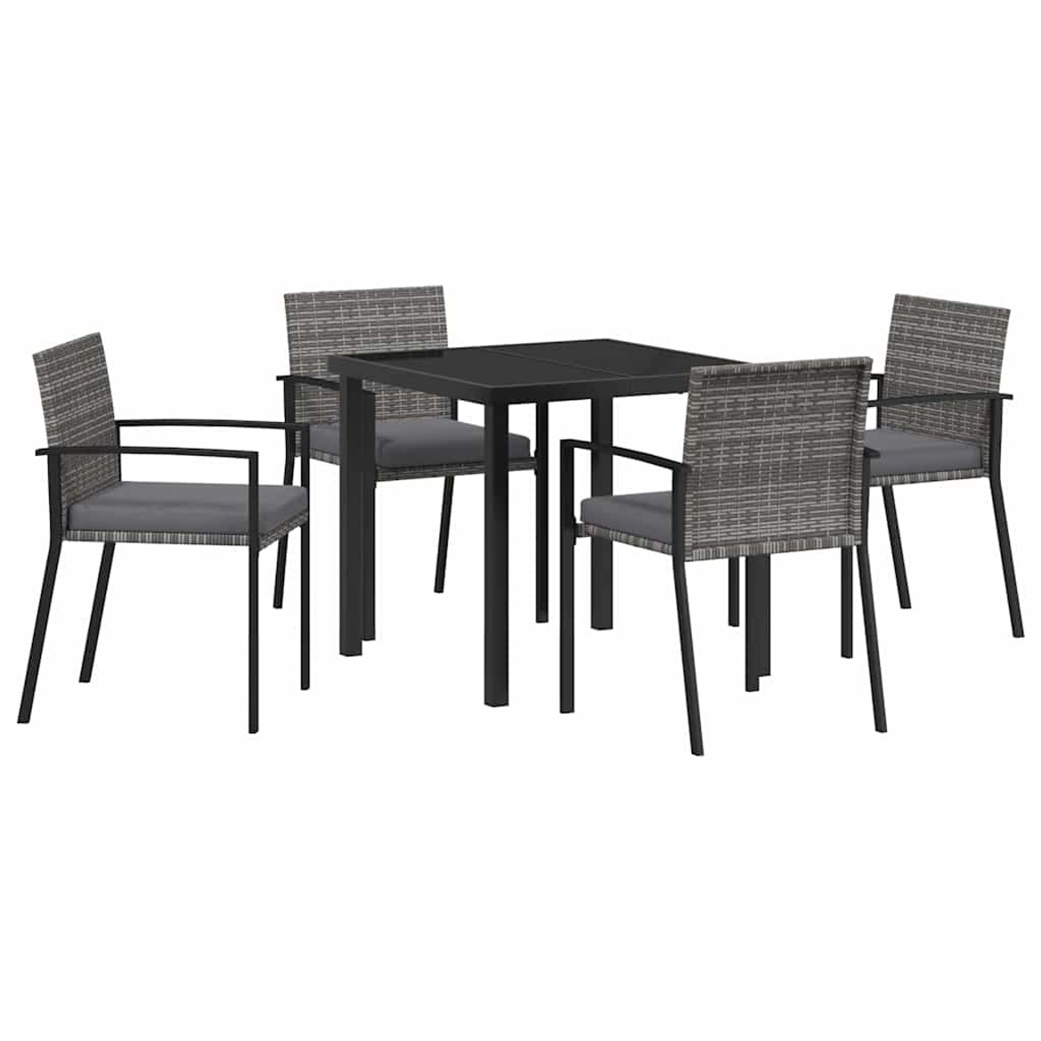 vidaXL 5-Teiliges Garten-Essset Grau aus Poly Rattan 3379241