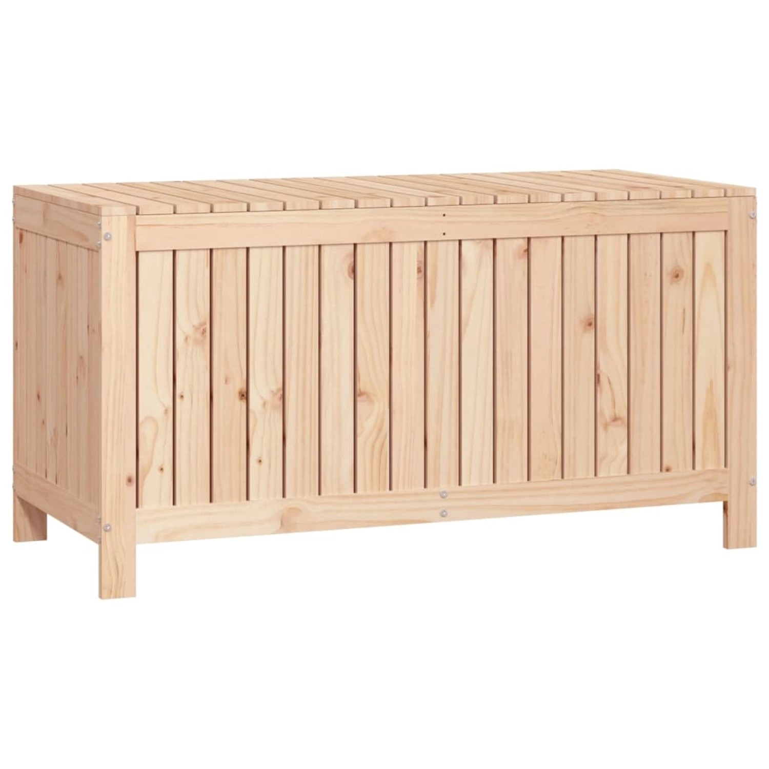 Gartentruhe aus Kiefernholz, 121x55x64 cm, ideal zur Aufbewahrung im Garten.