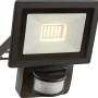Schwarzer LED Außenstrahler mit Bewegungssensor, 7W, aus Aluminium für die Wandmontage.