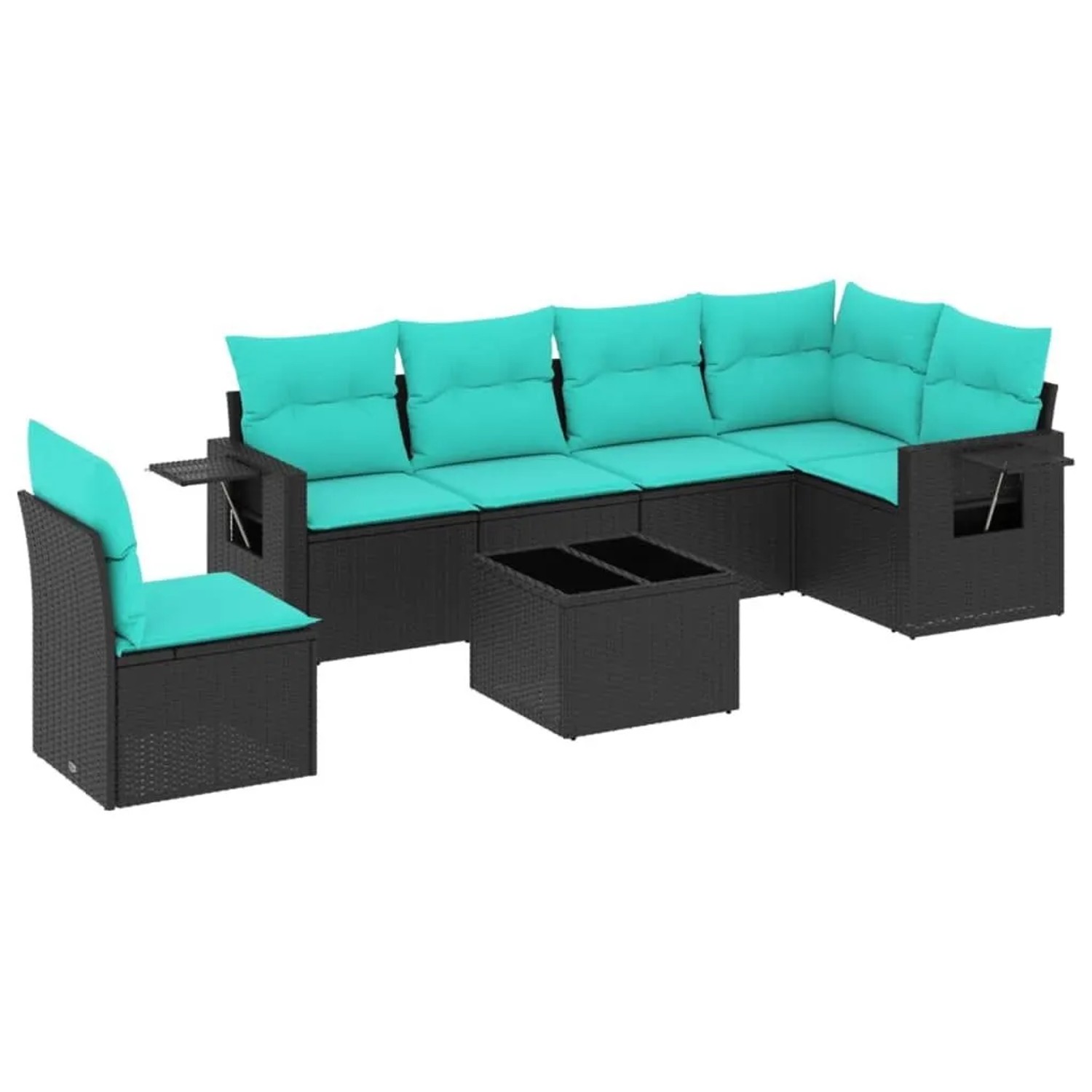 vidaXL 7-Tlg Gartensofa-Set mit Kissen Schwarz Polyrattan 3220236 günstig online kaufen