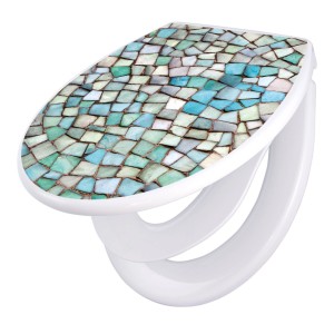 Banjado WC-Sitz Familie mit Kindersitz, Mosaik blaues Muster.