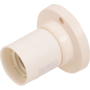 Weiße E27 Lampenfassung aus Kunststoff für Wand- und Deckenmontage.