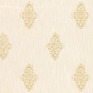 Hellrosa Textiltapete mit Goldglitzer und Barock Ornamenten für Wohn- und Schlafzimmer.