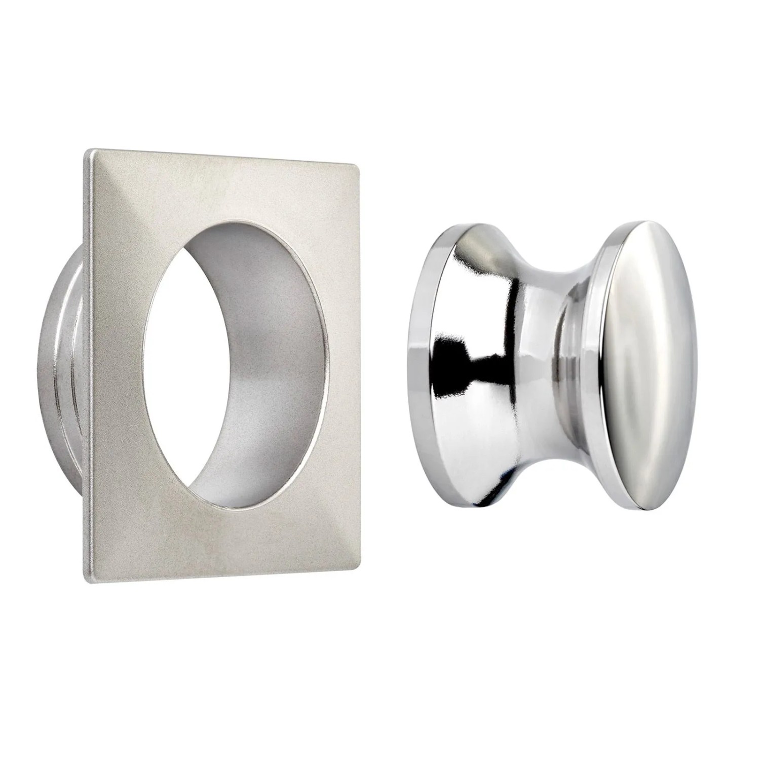 SOTECH Push Lock Druckknopf Ø23 mm Edelstahloptik inkl. Rosette Eckig für 19 mm Türstärke Passend für Drehstangen Schloss Aufbauschloss