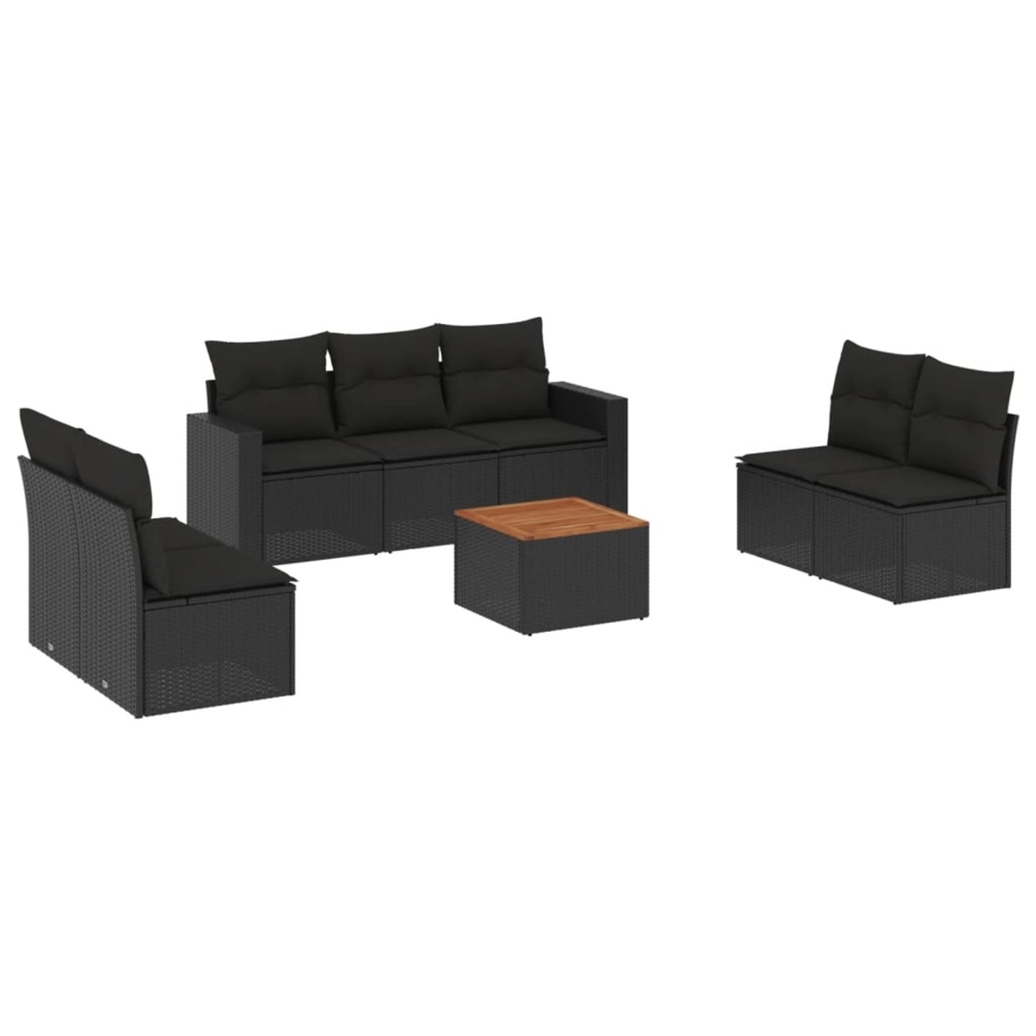 vidaXL 8-Tlg Garten-Sofagarnitur mit Kissen Schwarz Poly Rattan 3256405 günstig online kaufen