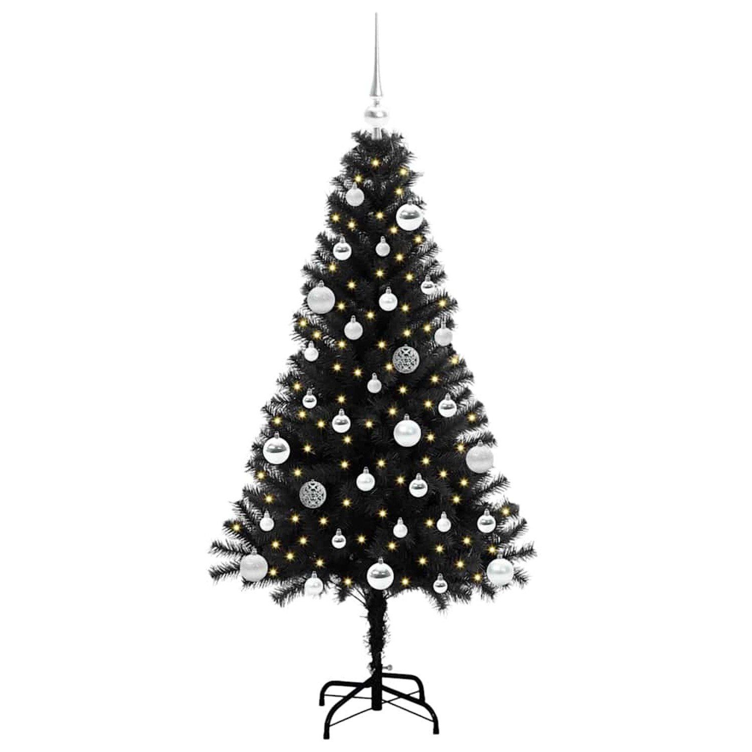 vidaXL Weihnachtsbaum mit 150 LEDs mit Ständer Schwarz 150 cm PVC 3396470