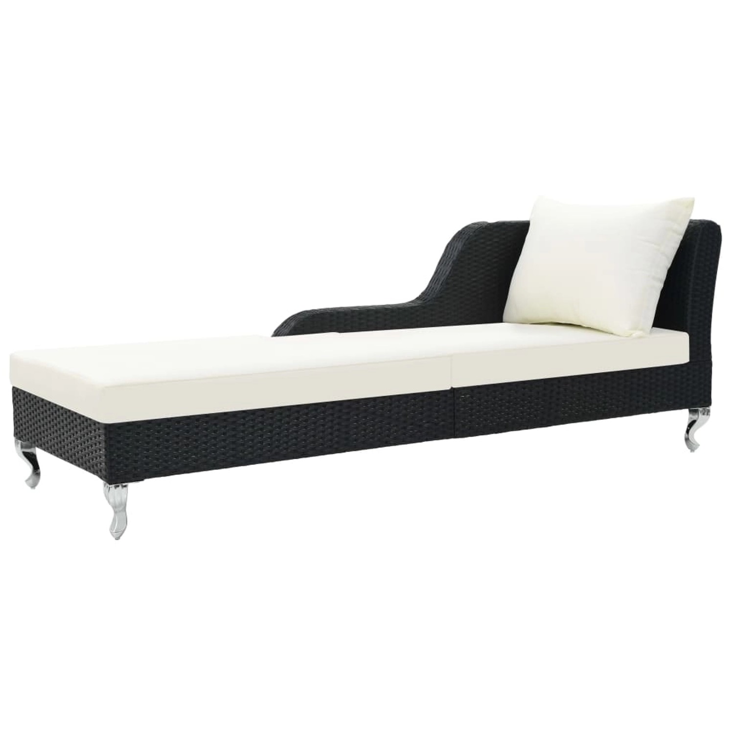 vidaXL Sonnenliege mit Auflage Poly Rattan Schwarz  210 x 75 x 78 cm