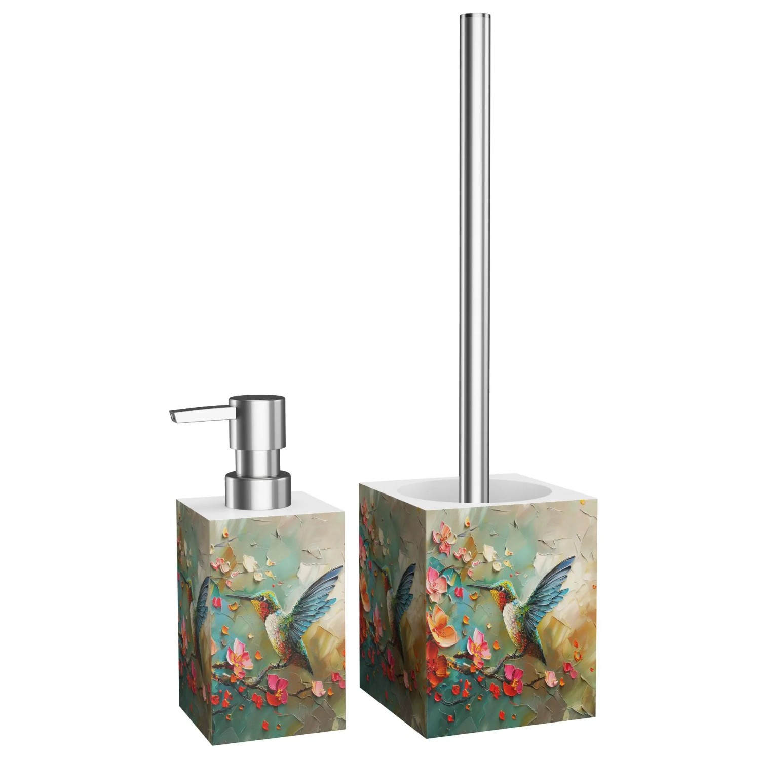 SANILO Badezimmer Set Seifenspender und WC Bürste Petalo
