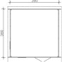 Grundriss Skan Holz Gartenhaus Breda, 380x380 cm, Flachdach, Schiefergrau. Abmessungen und Details.
