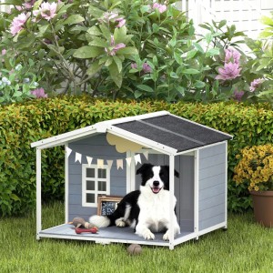 PawHut Hundehütte Tannenholz 103 x 107 x 83,5cm