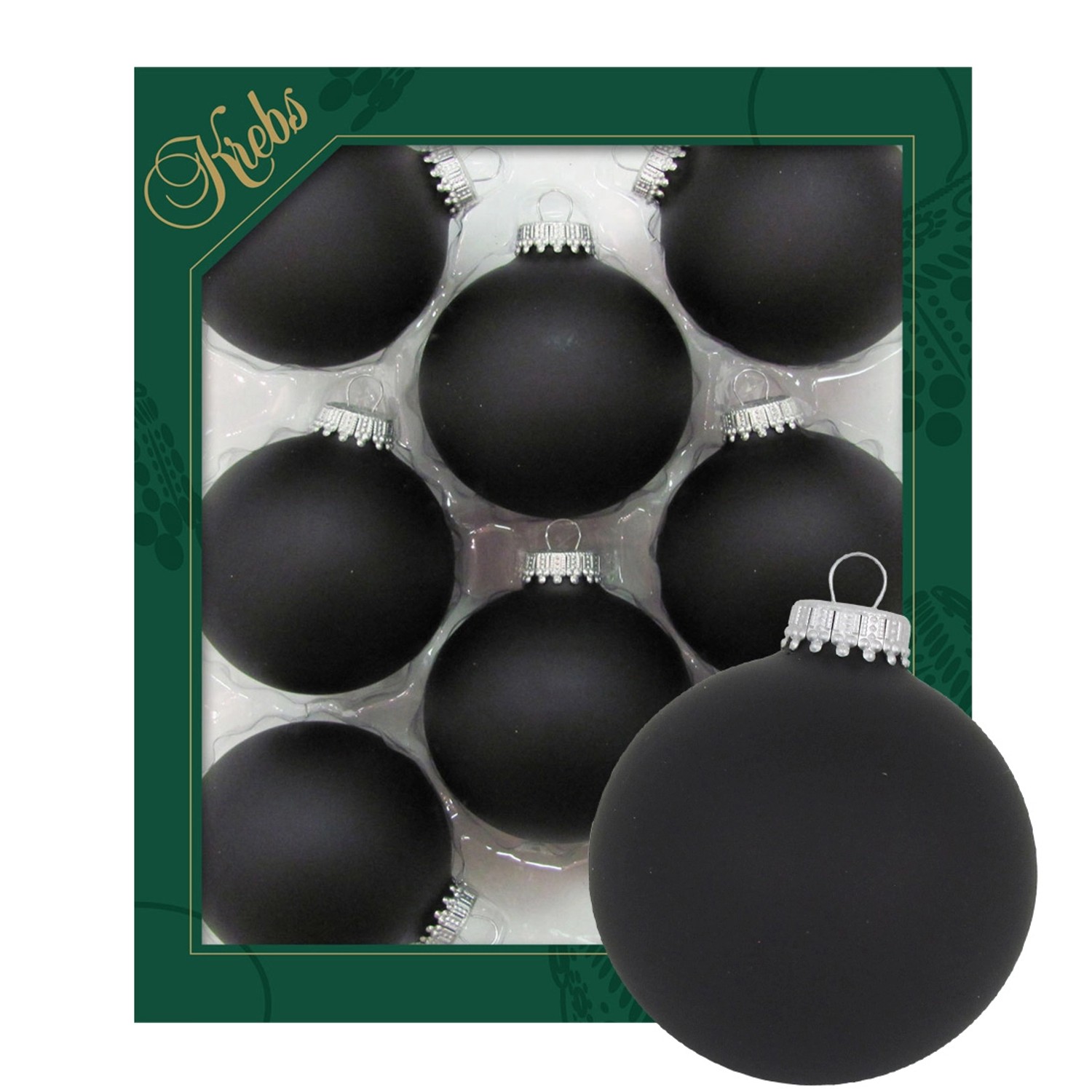 Krebs Glas Lauscha Weihnachtskugeln Uni-Design Tabea Schwarz 7cm