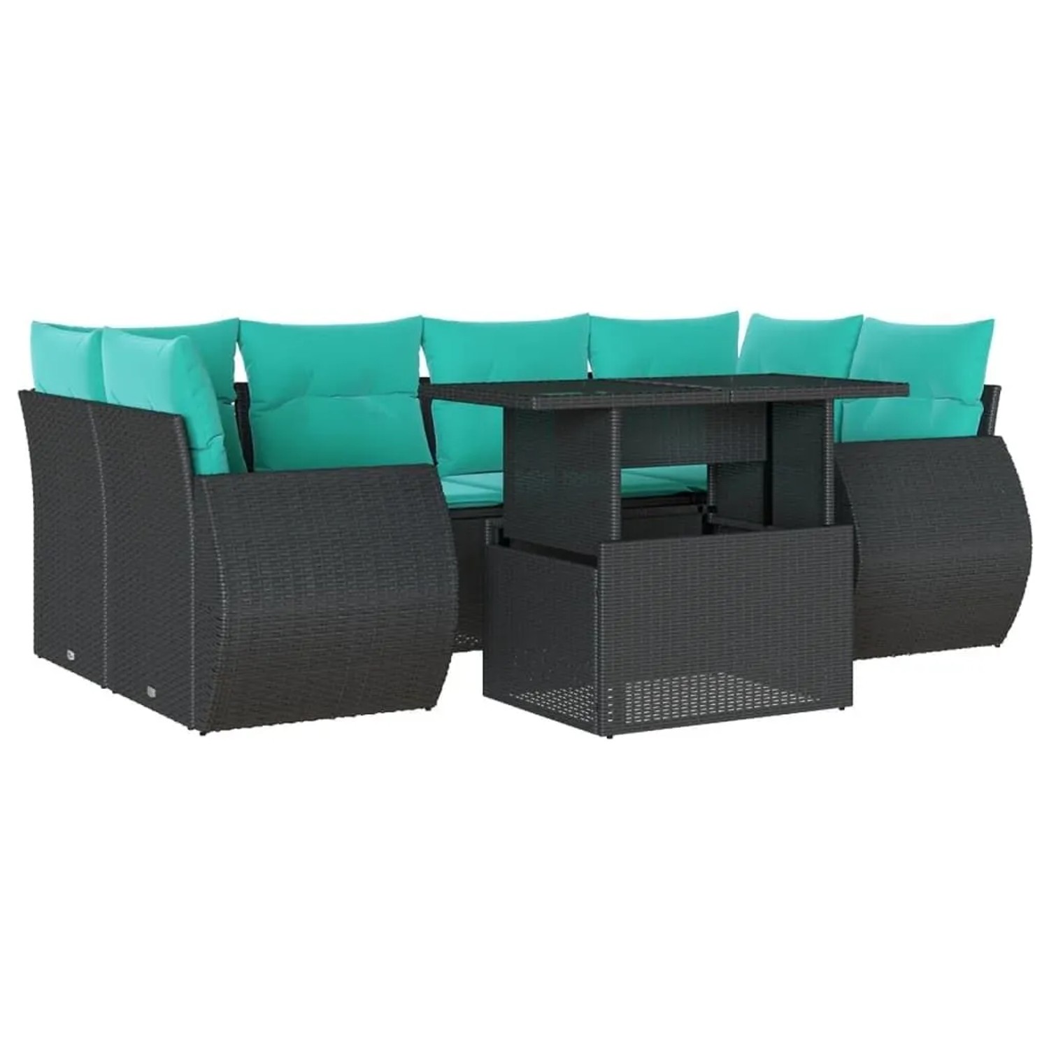 vidaXL 7-Tlg Gartensofa-Set mit Kissen Schwarz Polyrattan 3268387 günstig online kaufen