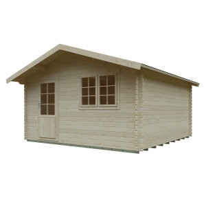 Kiehn-Holz Gartenhaus KH 28-098, unbehandeltes Holz, 390x390 cm. Holz-Gartenhaus mit Tür und Fenster.
