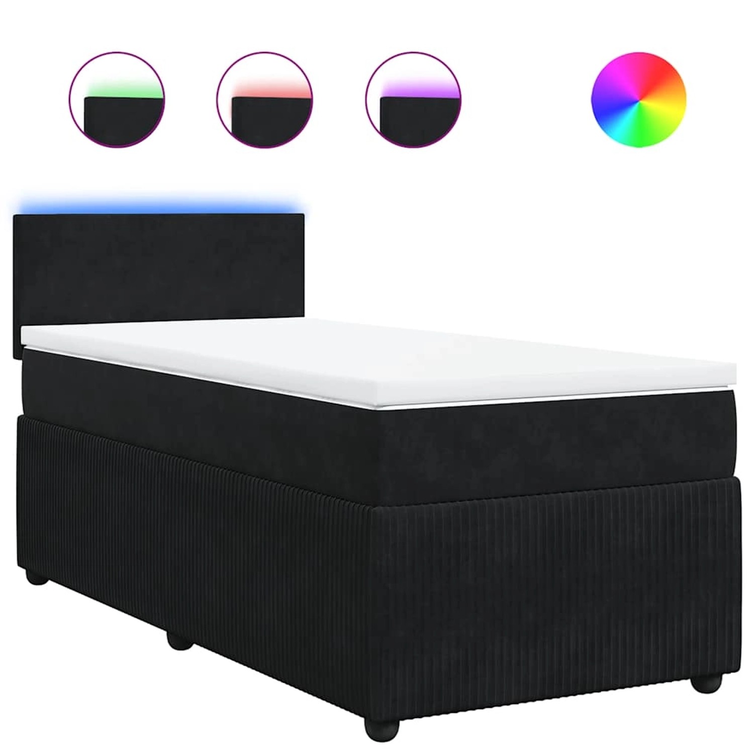 vidaXL Boxspringbett mit Matratze Schwarz 80x200 cm Samt 3289886 günstig online kaufen