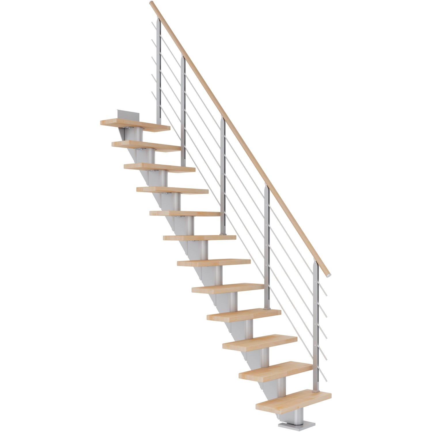 Dolle Mittelholmtreppe Frankfurt Buche Perlgrau GH bis 258 cm Gerade 65 cm günstig online kaufen