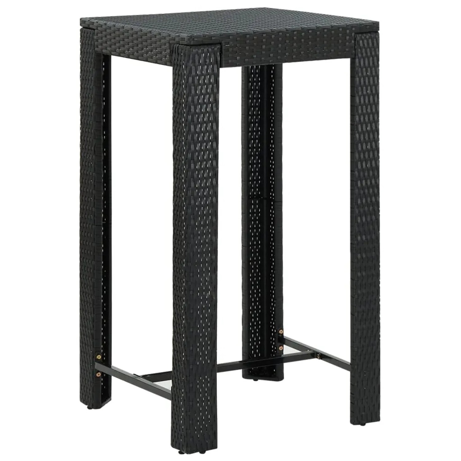 vidaXL Garten-Bartisch Schwarz 60,5x60,5x110,5 cm Poly Rattan 45871